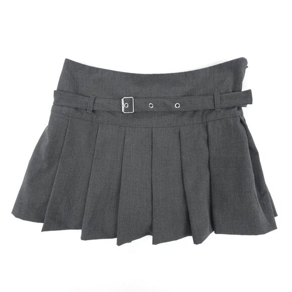 Zara Dresses & Skirts - NEW Zara 90s Box Pleated Belted Micro Mini Skirt Skort Low Rise Gray Academia XS